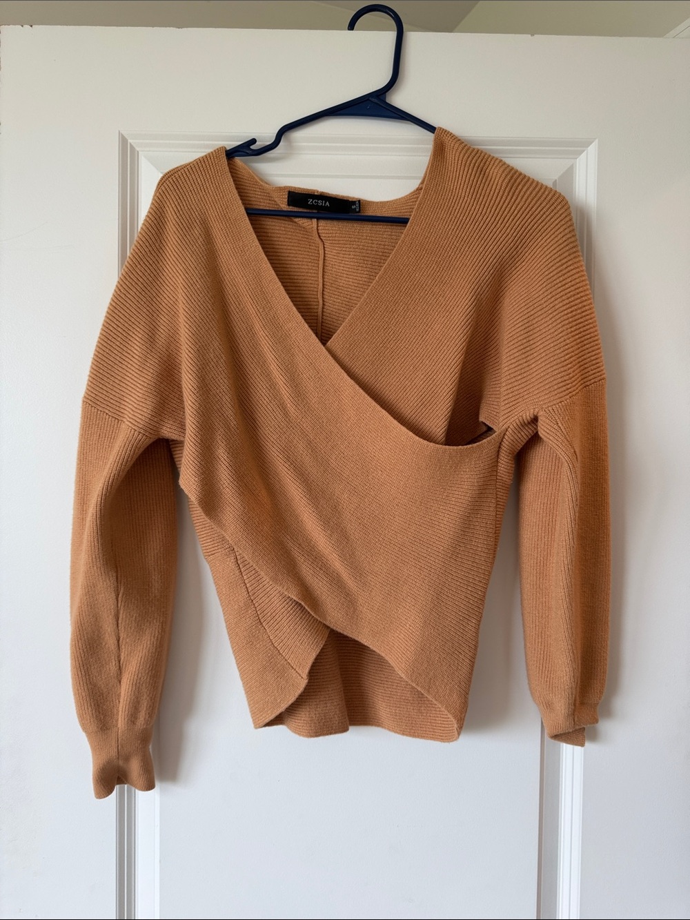 Zeta Camel Wrap-Front V-Neck Sweater - Women